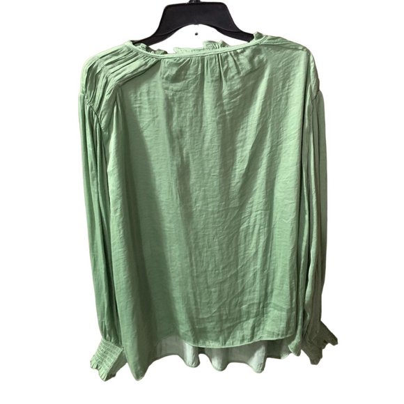 Joie Womens Size 2X Long Sleeve Tunic Top Shirt Blouse Green Tie Ruffle Collar 1 - Picture 4 of 4